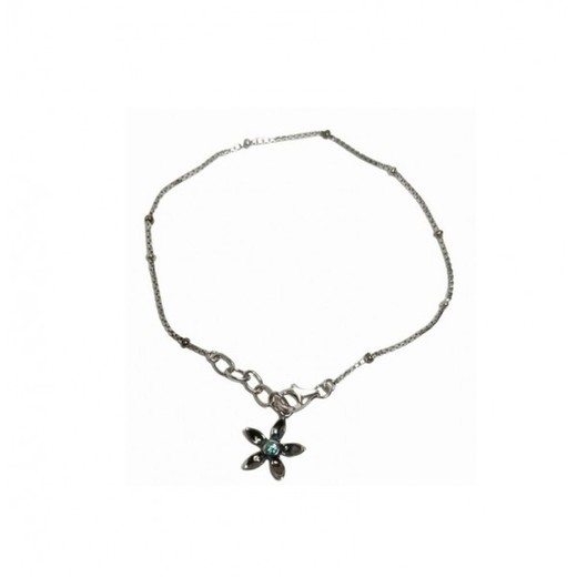 Pulsera Xernus Plata NF2032 Flor Cristal Verde Central