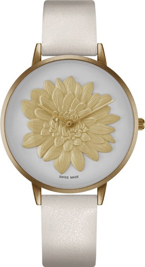 Reloj Bellevue Mujer B.42-1 Piel Sintetica Blanco