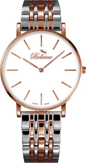 Reloj Bellevue Mujer D.34 Metal Gris Bicolor Rosa