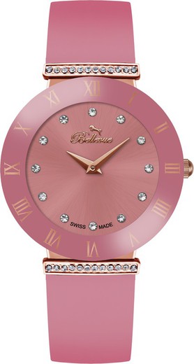 Reloj Bellevue Mujer E.116 Tela Rosa