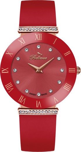 Reloj Bellevue Mujer E.118 Tela Rojo