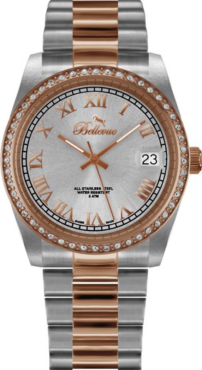 Reloj Bellevue Mujer I.21 Acero Inoxidable Gris Bicolor Rosa