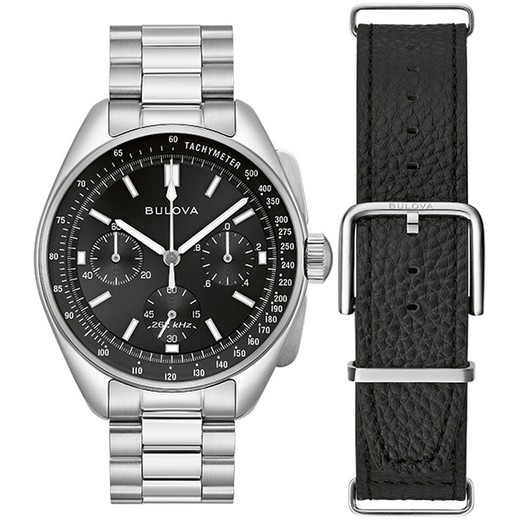 Reloj Bulova Hombre 96K111 Acero+Piel Negra Lunar Pilot