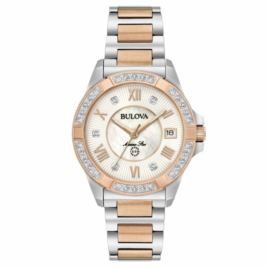 Reloj Bulova Mujer 98R234 Acero Bicolor Rosa Diamantes Marine Star