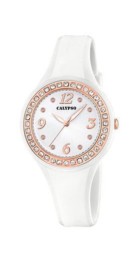 Relógio feminino Calypso K5567/B esportivo branco