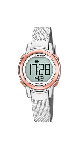 Relógio feminino Calypso K5736/2 esportivo prata