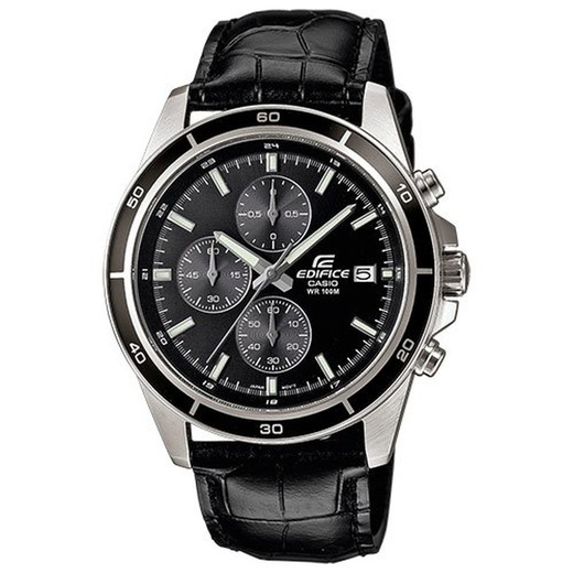 Casio Edifice EFR-526L-1AVUEF Zwart lederen horloge