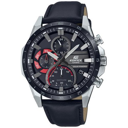 Casio Edifice EFS-S620BL-1AVUEF Czarny skórzany zegarek