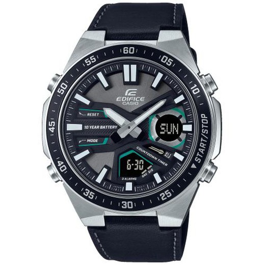 Casio Edifice EFV-C110L-1AVEF zwart lederen horloge