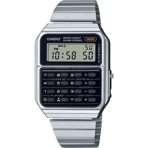 Casio herenhorloge CA-500WE-1AEF rekenmachine staal