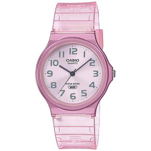 Relógio masculino Casio MQ-24S-4BEF rosa transparente