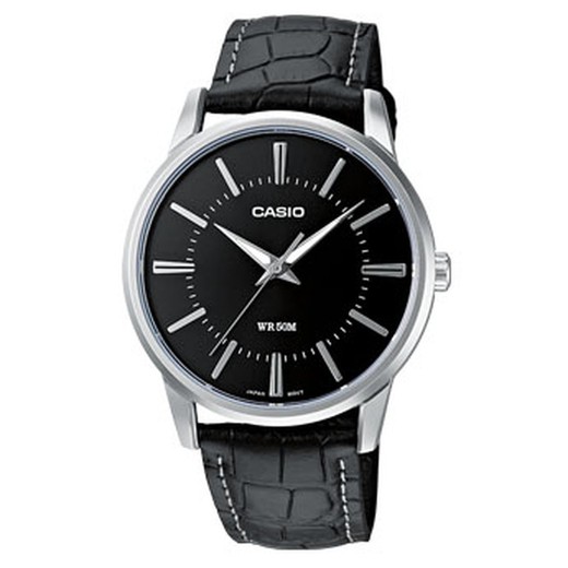 Relógio masculino Casio MTP-1303PL-1AVEF couro preto