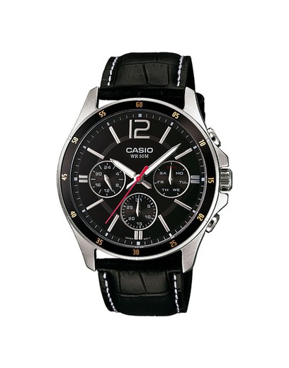 Reloj Casio Hombre MTP-1374PL-1AVEF Piel Negra