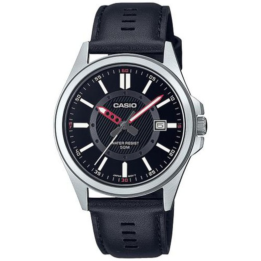 Męski zegarek Casio MTP-E700L-1EVEF Czarna skóra