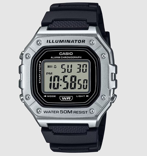 Reloj Casio Hombre W-218HM-7AVER Sport Negro Bicolor Acero