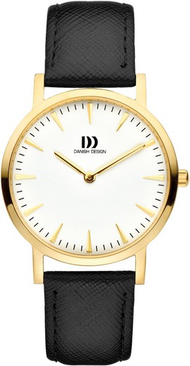 Damski zegarek duńskiego designu Q1235IV11 z czarnej skóry