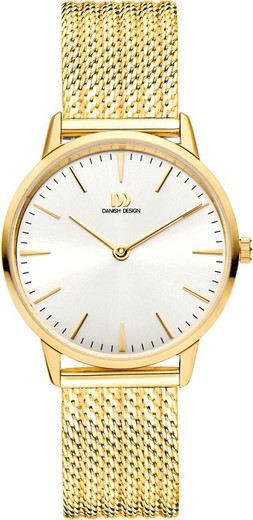 Relógio feminino de design dinamarquês Q1251IV05 em aço dourado
