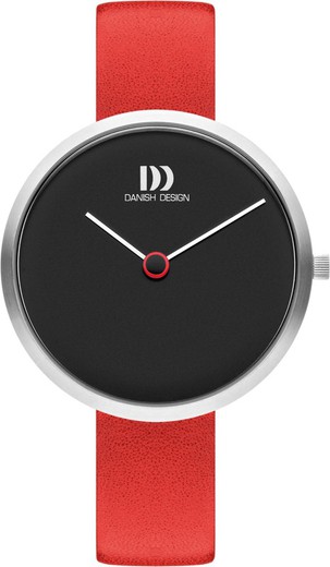 Relógio feminino de design dinamarquês Q1261IV24 couro vermelho