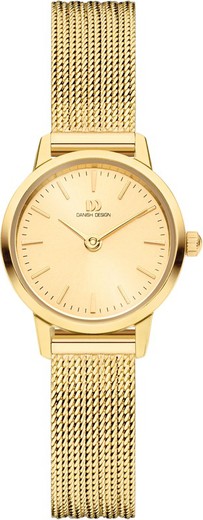 Relógio feminino de design dinamarquês Q1268IV06 em aço dourado