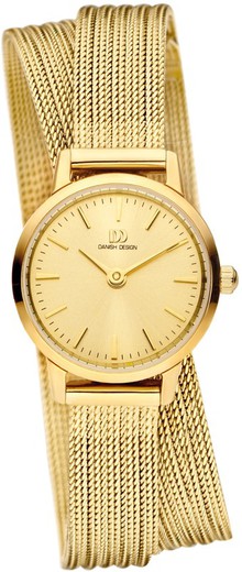 Relógio feminino de design dinamarquês Q1268IV86 em aço dourado