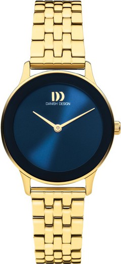 Relógio feminino de design dinamarquês Q1288IV96 em aço dourado