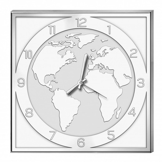 Reloj Decorativo Cuadrado Mapa Mundi 56051/ORL 40x40cm