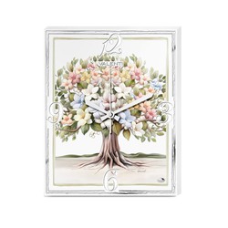 Reloj Decorativo Rectangular Arbol Flores LS352 20x25cm