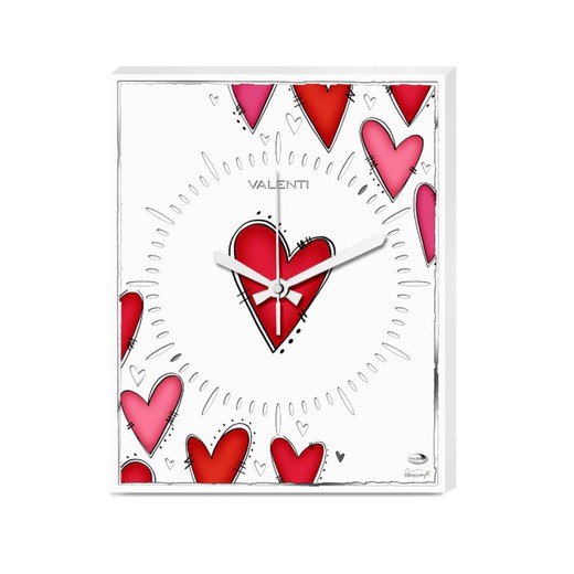 Reloj Decorativo Rectangular Corazones LS351 20x25cm