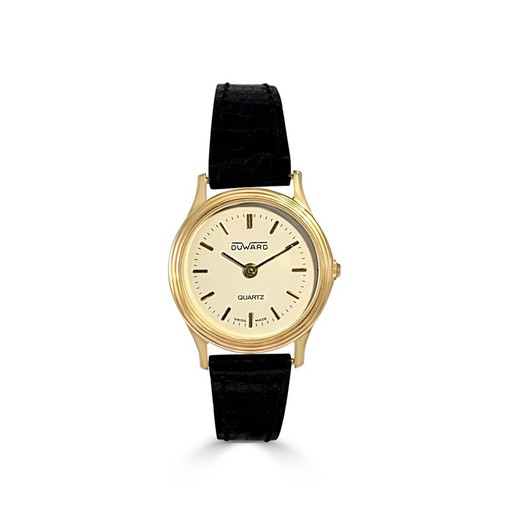Duward Uhr 18kt Gold Damen 1070 Schwarzes Armband