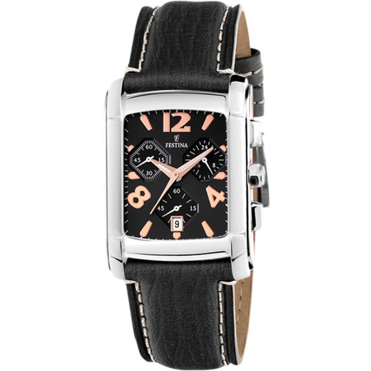 Relógio masculino Festina F16101/C couro preto