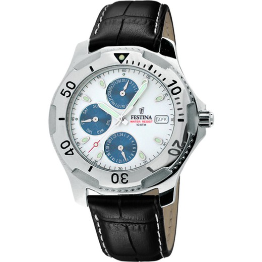 Relógio masculino Festina F16128/3 couro preto