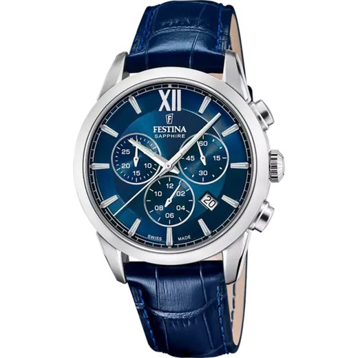 Relógio masculino Festina F20041/2 couro azul