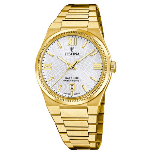 Reloj Festina Hombre F20057/1 Dorado Swiss Made Rivé