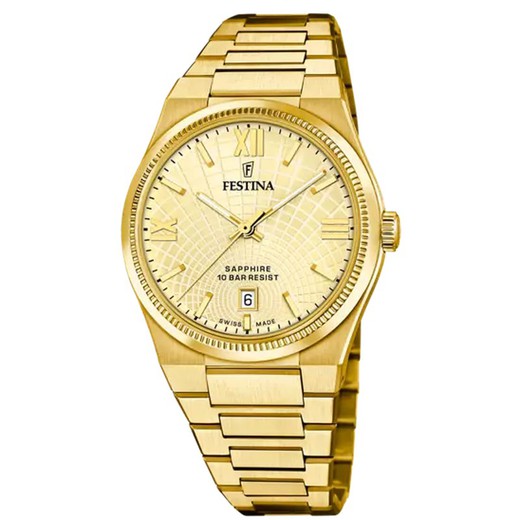 Reloj Festina Hombre F20057/2 Dorado Swiss Made Rivé