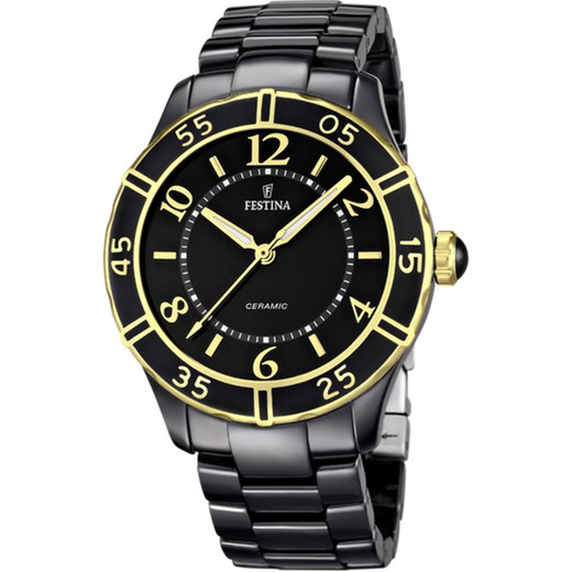 Relógio feminino Festina F16633/2 cerâmica preta