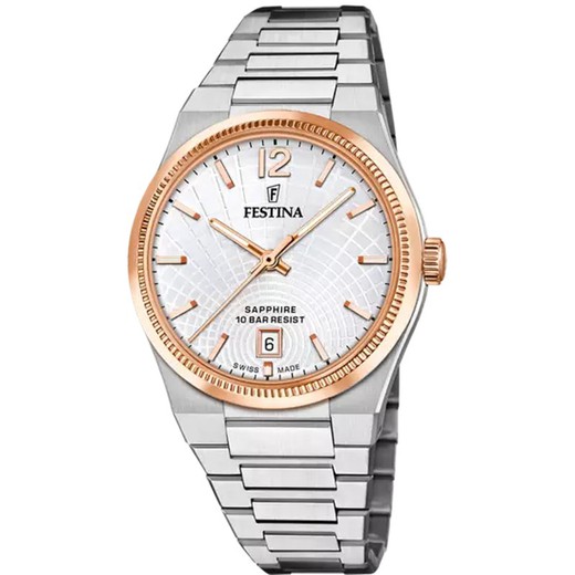 Reloj Festina Mujer F20066/2 Acero Bicolor Rosa Swiss Made Rivé