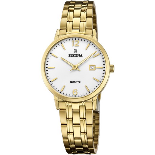 Relógio feminino Festina F20514/2 em aço dourado