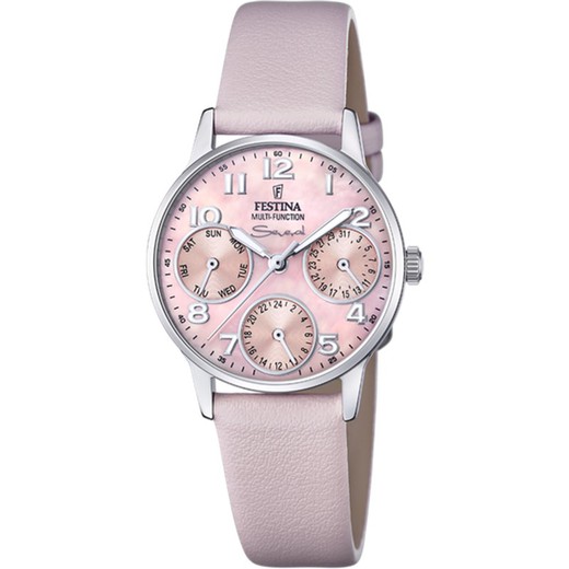 Relógio feminino Festina F20540/6 couro rosa