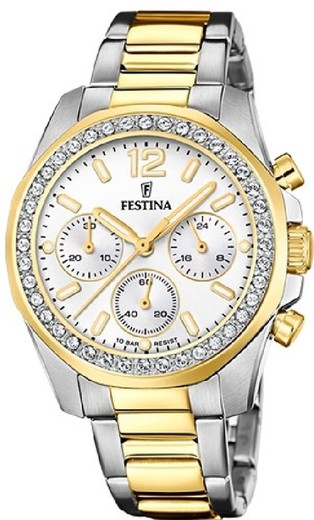 Festina Γυναικείο Ρολόι F20607/1 Δίχρωμο Χρυσό Ατσάλι