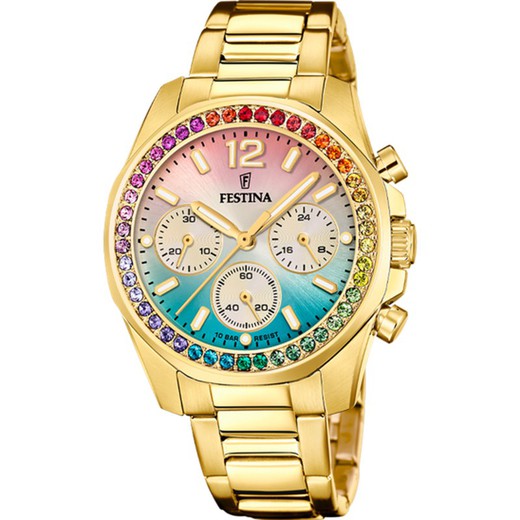 Reloj Festina Mujer F20609/5 Dorado Circonitas Multicolor