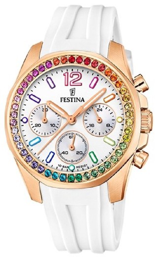 Relógio feminino Festina F20611/2 esportivo branco