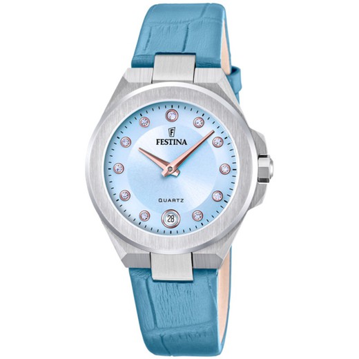 Relógio feminino Festina F20701/3 couro azul