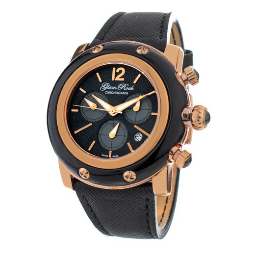 Reloj Glam Rock Mujer GR10143 Cuero Negro