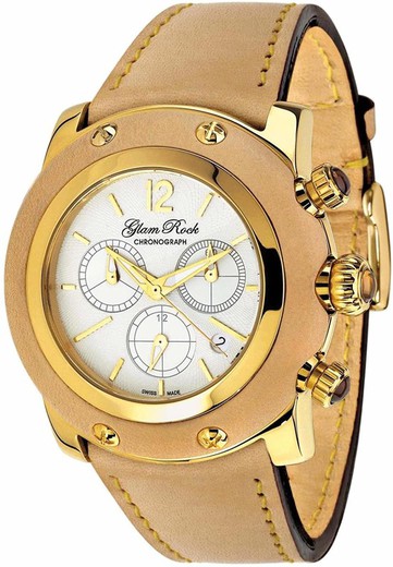 Reloj Glam Rock Mujer GR10175 Cuero Beige