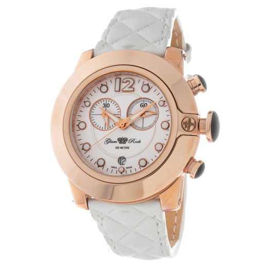 Reloj Glam Rock Mujer GR32166R Cuero Blanco