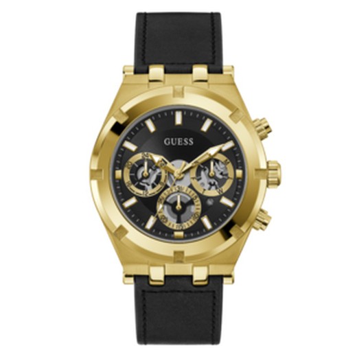 Relógio masculino GW0262G2 de couro preto da Guess