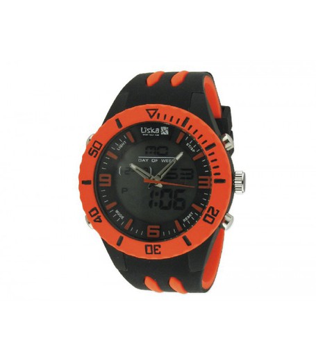 Reloj Liska Hombre LW1043-3 Sport Negro Bicolor Naranja Analógico Digital