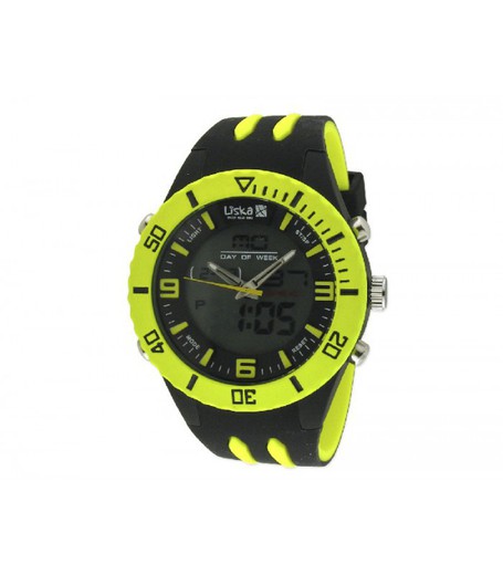 Reloj Liska Hombre LW1043-5 Sport Negro Bicolor Amarillo Analógico Digital