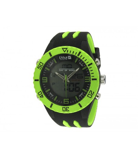 Reloj Liska Hombre LW1043-9 Sport Negro Bicolor Verde Analógico Digital