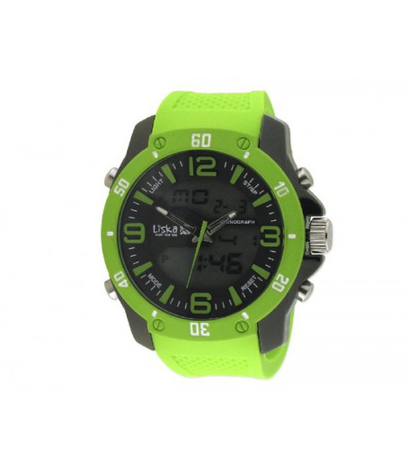 Reloj Liska Hombre LW1044-9 Sport Verde Bicolor Negro Analógico Digital